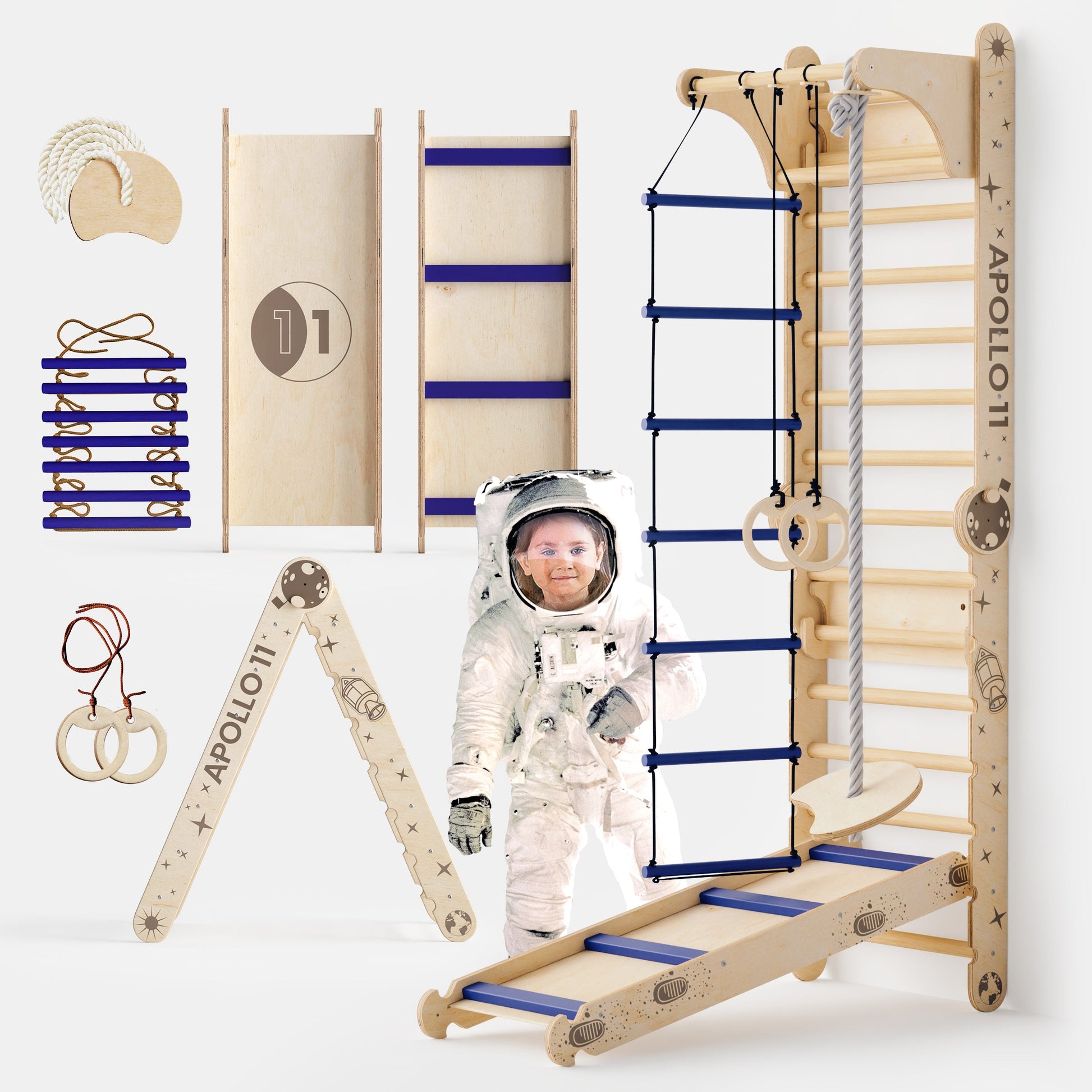 Apollo Swedish Wall / Climbing ladder for Little Austronauts + Moon swing Set + Slide Board-0