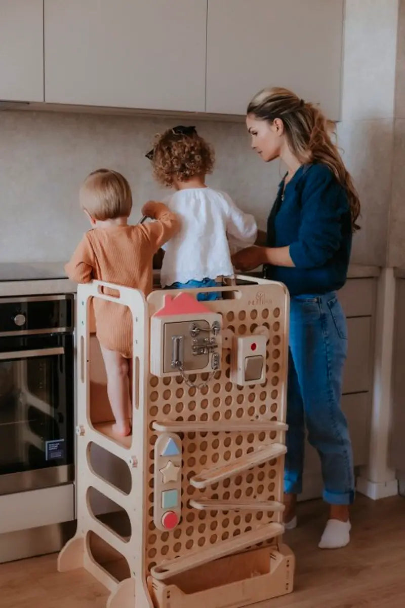 Petinka Favority – Safe Montessori Learning Tower with Toys & Activity Board-5