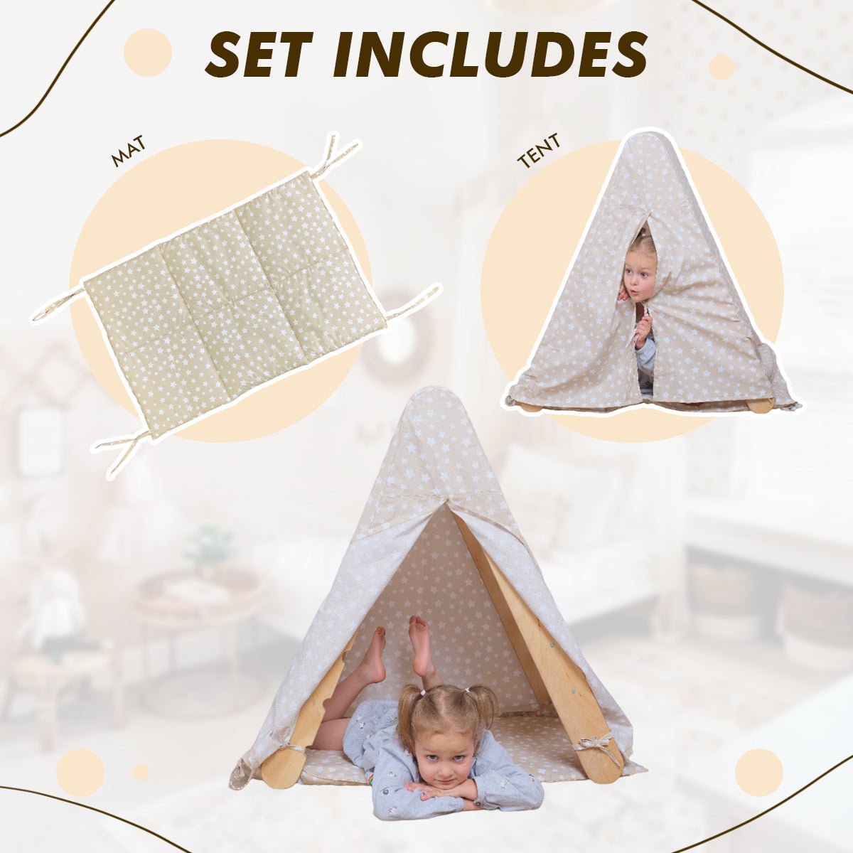 Play Tent Cover with Mat for Triangle Ladder-3